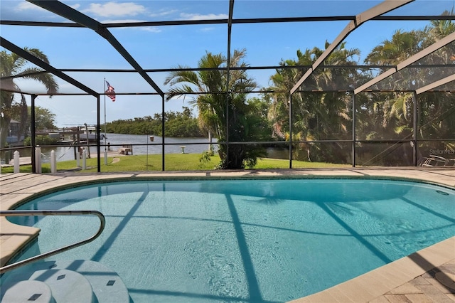 6530 Manila Palm Way, Apollo Beach, FL 33572 - swimming pool with a water view, glass enclosure, and a patio