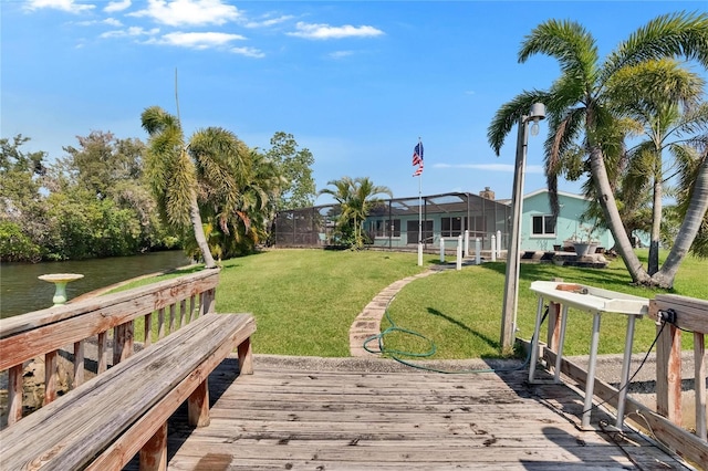 6530 Manila Palm Way, Apollo Beach, FL 33572 - dock featuring a yard and a deck with water view