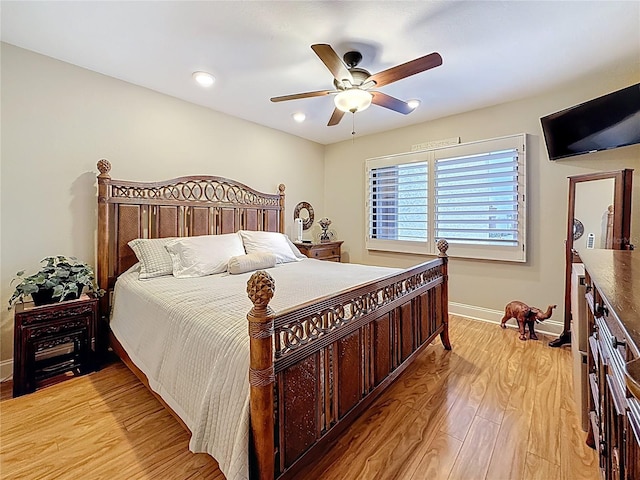 120 1st St E Unit 104, Saint Petersburg, FL 33715 - bedroom featuring light wood-style floors, a ceiling fan, and recessed lighting
