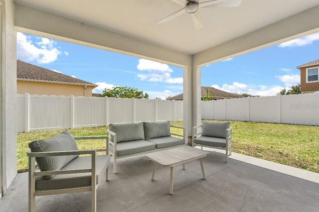 921 Fieldstone Way, Haines City, FL 33844 - view of patio featuring an outdoor living space and ceiling fan