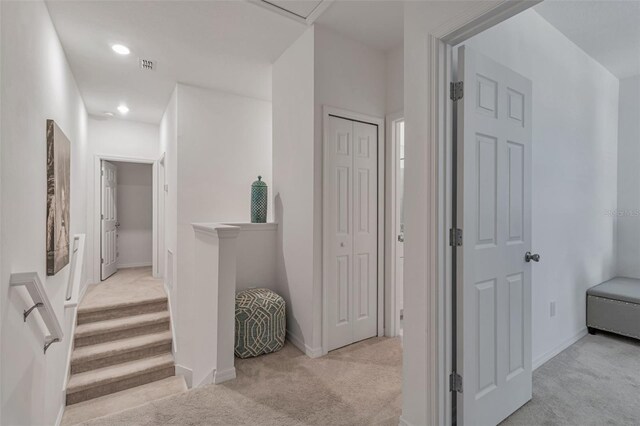 4316 Sailplane Ct, Wesley Chapel, FL 33545 - hall with light colored carpet, recessed lighting, and baseboards