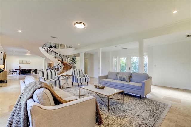 1089 Virginia St, Dunedin, FL 34698 - living room with stairway