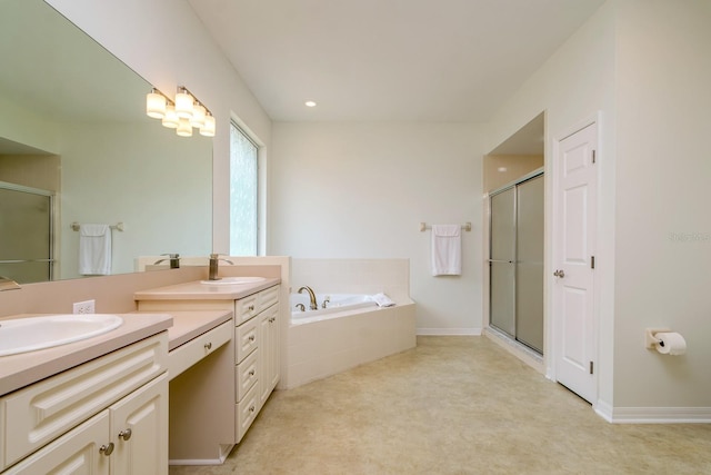 2214 Deerbrook Dr, Lakeland, FL 33811 - full bath with a stall shower, vanity, and a bath