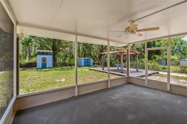39542 Friends Ave, Zephyrhills, FL 33540 - unfurnished sunroom with a ceiling fan