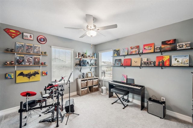 22294 Storybook Cabin Way, Land O Lakes, FL 34637 - home office with ceiling fan, carpet floors, and baseboards