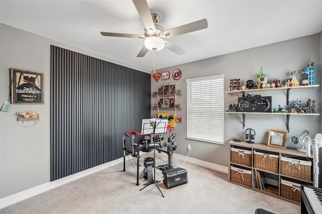22294 Storybook Cabin Way, Land O Lakes, FL 34637 - office with a ceiling fan, carpet flooring, and baseboards