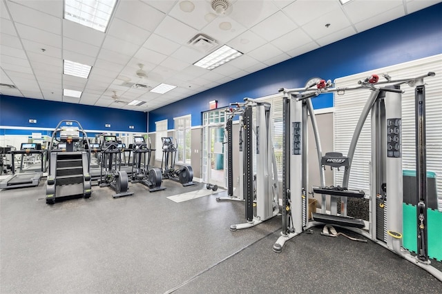 22294 Storybook Cabin Way, Land O Lakes, FL 34637 - exercise room with a paneled ceiling