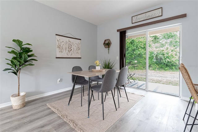 dining room with wood finished floors and baseboards
