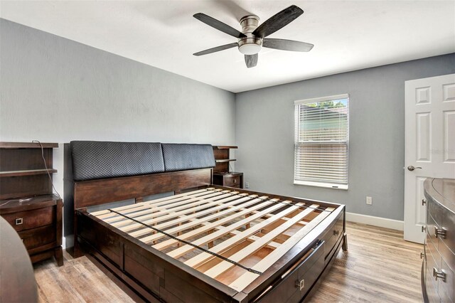 781 Little Pine Dr, South Daytona, FL 32119 - bedroom with light wood-style flooring, baseboards, and a ceiling fan