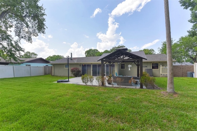 781 Little Pine Dr, South Daytona, FL 32119 - rear view of property featuring a patio area, a gazebo, cooling unit, and a sunroom