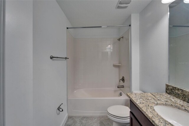12055 Cardinal Flower Dr, Riverview, FL 33579 - bathroom with toilet, vanity, bathtub / shower combination, and tile patterned flooring