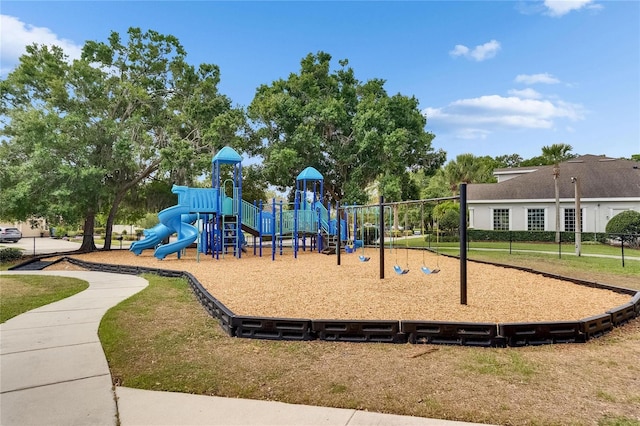 community playground with a yard
