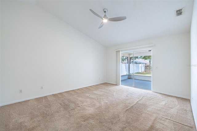 1426 Buckner Rd, Valrico, FL 33596 - empty room with vaulted ceiling, carpet, ceiling fan, and baseboards