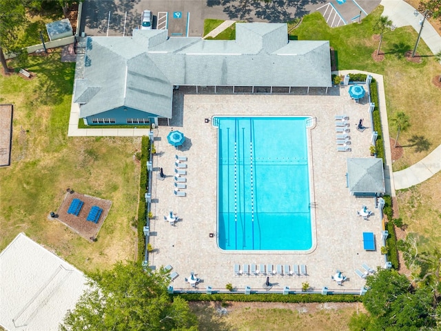 19025 Callaway Ct, Tampa, FL 33647 - view from above of property with a pool