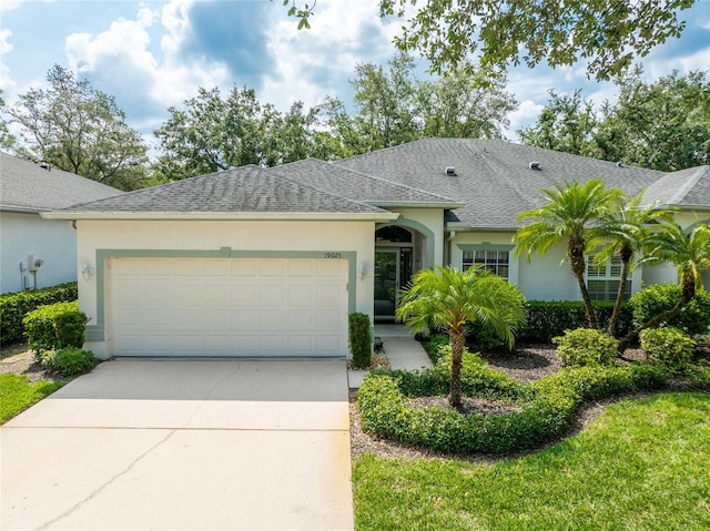 19025 Callaway Ct, Tampa, FL 33647 - single story home with stucco siding, an attached garage, concrete driveway, and a shingled roof