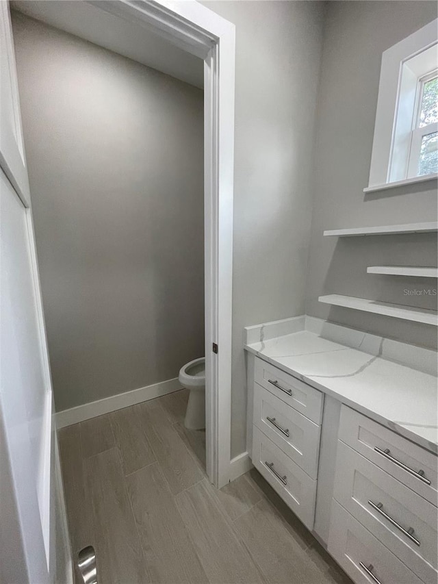 12308 Pittsfield Ave, Tampa, FL 33624 - bathroom featuring toilet, baseboards, and wood tiled floors