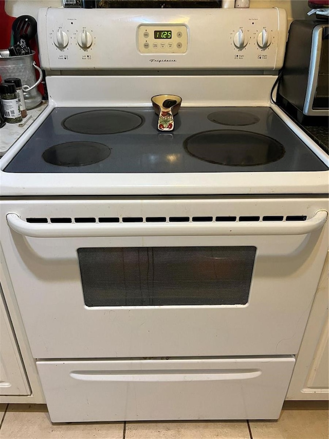 kitchen view of white electric stove