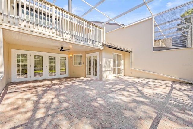 13934 Clubhouse Cir Unit 8, Tampa, FL 33618 - view of patio / terrace with french doors, a balcony, and ceiling fan