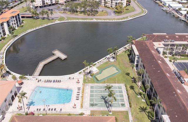 19029 US Highway 19 N Unit 31F, Clearwater, FL 33764 - drone / aerial view of a nearby body of water and a pool area