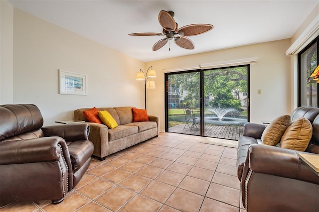 11440 Harbor Way Unit 5009, Largo, FL 33774 - living room featuring a ceiling fan and light tile patterned floors