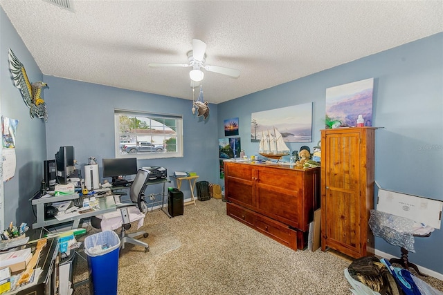 11200 102nd Ave Unit 75, Seminole, FL 33778 - carpeted office with a ceiling fan, a textured ceiling, and baseboards