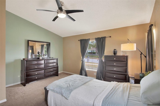 2816 Manor Hill Dr, Brandon, FL 33511 - carpeted bedroom featuring vaulted ceiling, baseboards, and ceiling fan