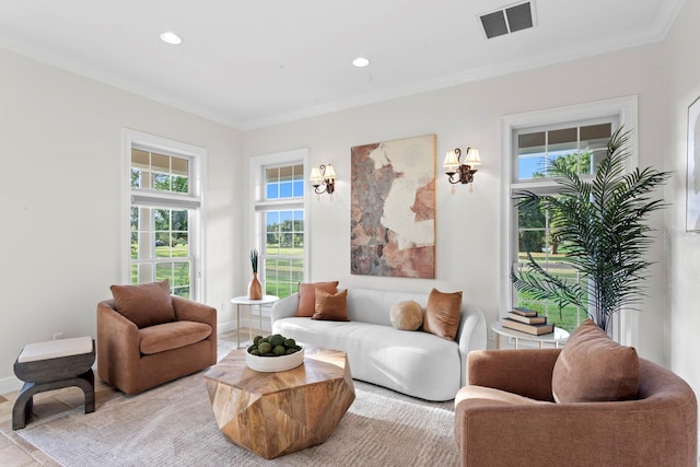 17129 Breeders Cup Dr, Odessa, FL 33556 - living room with ornamental molding, baseboards, and recessed lighting