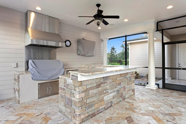 17129 Breeders Cup Dr, Odessa, FL 33556 - view of patio featuring an outdoor kitchen and ceiling fan