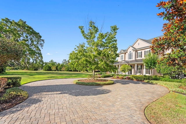 17129 Breeders Cup Dr, Odessa, FL 33556 - view of home's community with a lawn and curved driveway