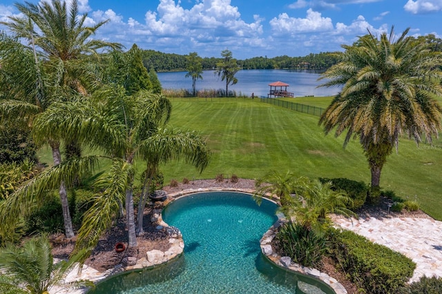 17129 Breeders Cup Dr, Odessa, FL 33556 - swimming pool with a yard and a water view