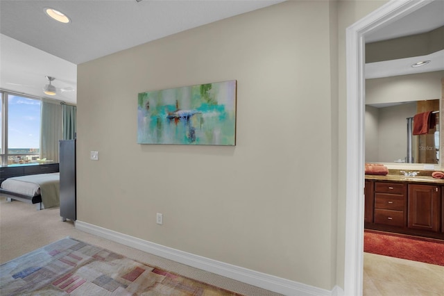 449 S 12th St Unit 2205, Tampa, FL 33602 - hall with light colored carpet, baseboards, and recessed lighting