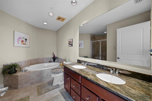 449 S 12th St Unit 2205, Tampa, FL 33602 - bathroom featuring a bath, a shower stall, double vanity, and recessed lighting