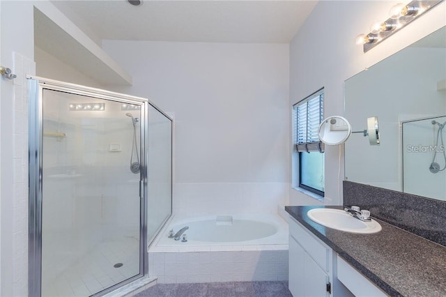 9220 Dayflower Dr, Tampa, FL 33647 - bathroom featuring a bath, a shower stall, and vanity