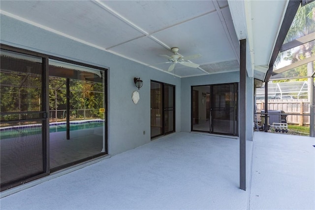 9220 Dayflower Dr, Tampa, FL 33647 - view of patio / terrace featuring ceiling fan and a lanai