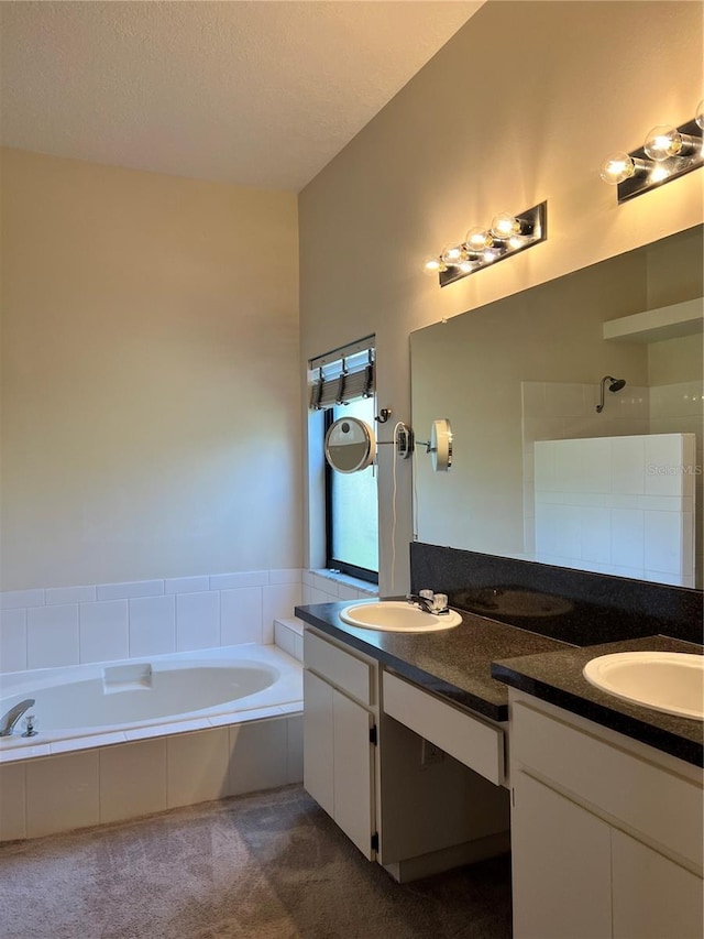 9220 Dayflower Dr, Tampa, FL 33647 - full bath with a bath, tiled shower, and double vanity