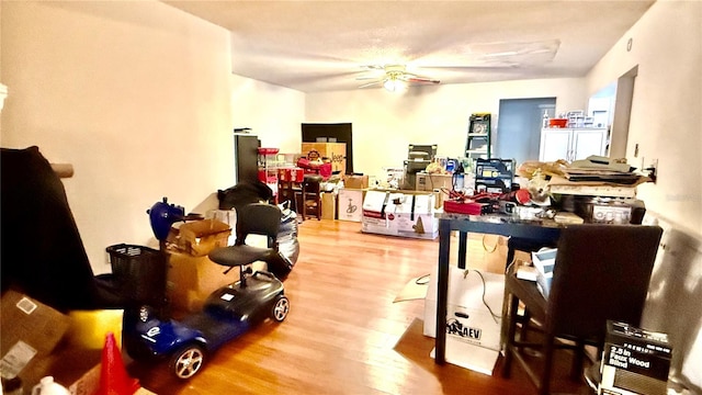 7012 Pin Cherry Ln, Port Richey, FL 34668 - living room with wood finished floors and ceiling fan
