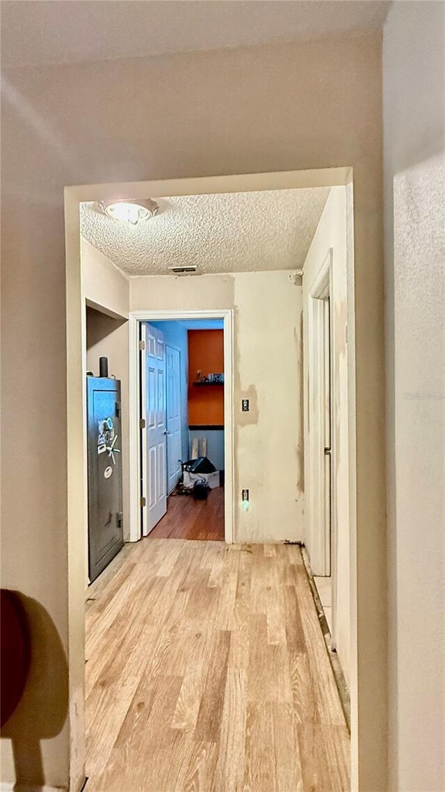 7012 Pin Cherry Ln, Port Richey, FL 34668 - hallway with light wood finished floors and a textured ceiling
