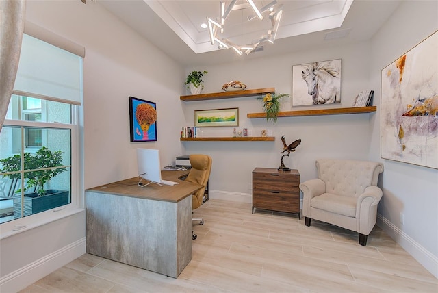 16707 Verona Pl, Bradenton, FL 34202 - office space with a chandelier and wood finished floors
