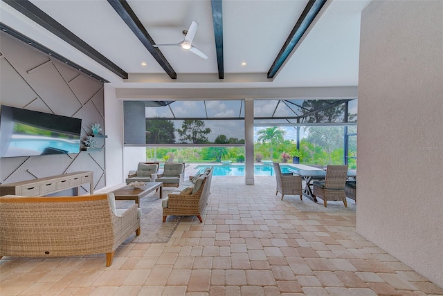 16707 Verona Pl, Bradenton, FL 34202 - view of patio / terrace featuring an outdoor hangout area, an outdoor pool, and glass enclosure