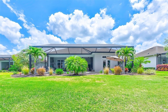 16707 Verona Pl, Bradenton, FL 34202 - rear view of property with a yard and glass enclosure