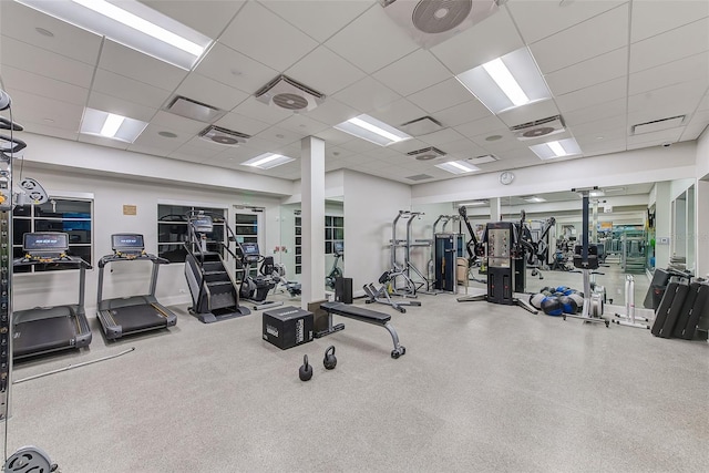 16707 Verona Pl, Bradenton, FL 34202 - exercise room featuring a paneled ceiling