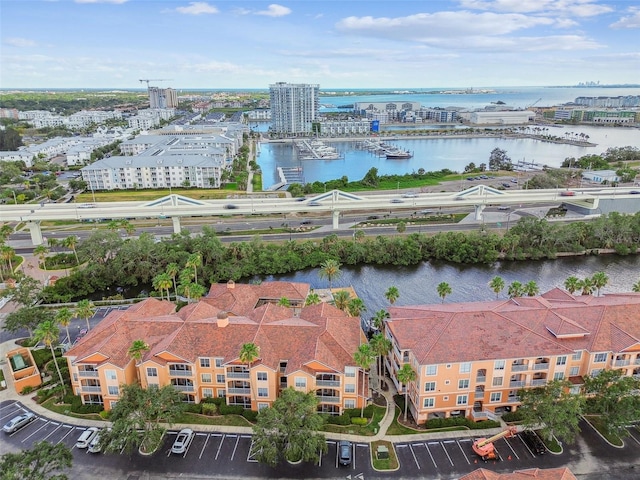 drone / aerial view of a large body of water