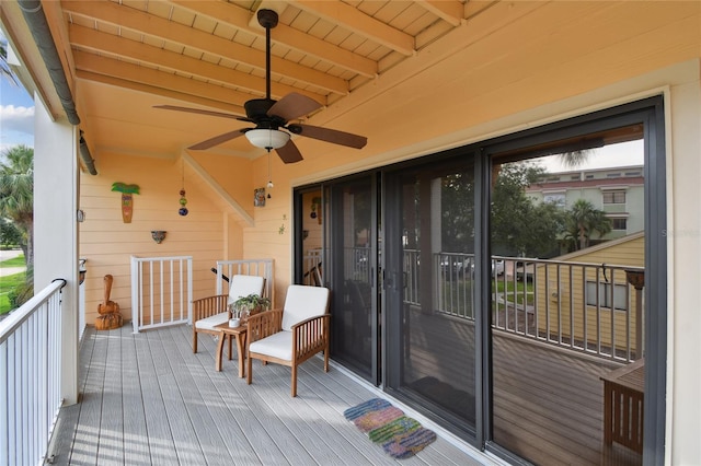 531 Sandy Hook Rd, Treasure Island, FL 33706 - wooden deck with ceiling fan