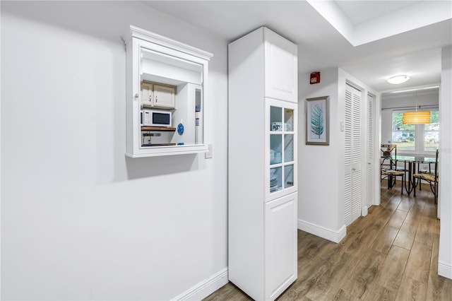 7801 11th St N Unit 104, Saint Petersburg, FL 33702 - hallway featuring wood finished floors and baseboards