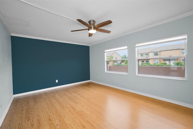 1864 Clearbrooke Dr, Clearwater, FL 33760 - unfurnished room with light wood-style flooring, ornamental molding, a ceiling fan, and baseboards