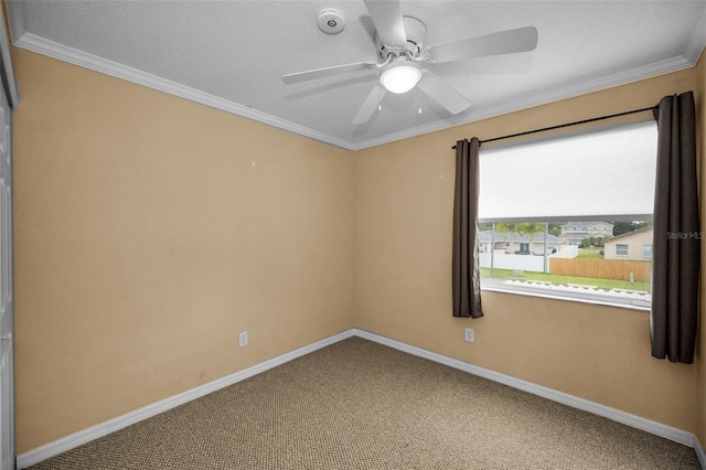 1864 Clearbrooke Dr, Clearwater, FL 33760 - carpeted spare room featuring ceiling fan, ornamental molding, and baseboards