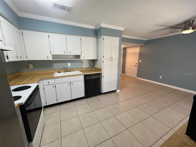1864 Clearbrooke Dr, Clearwater, FL 33760 - kitchen featuring electric stove, a sink, dishwasher, decorative backsplash, and light countertops