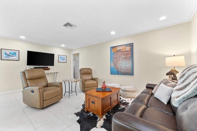 535 Sandy Hook, Palm Harbor, FL 34683 - living room featuring light tile patterned floors, recessed lighting, and baseboards