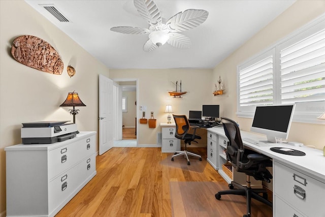 535 Sandy Hook, Palm Harbor, FL 34683 - office space with a ceiling fan, light wood-style flooring, and baseboards
