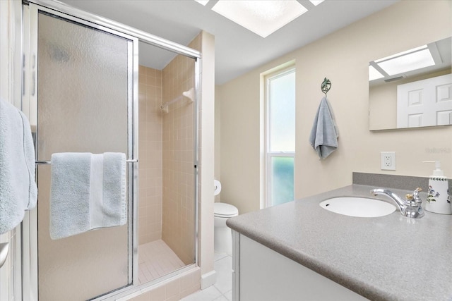 535 Sandy Hook, Palm Harbor, FL 34683 - full bath featuring vanity, toilet, a stall shower, and tile patterned flooring